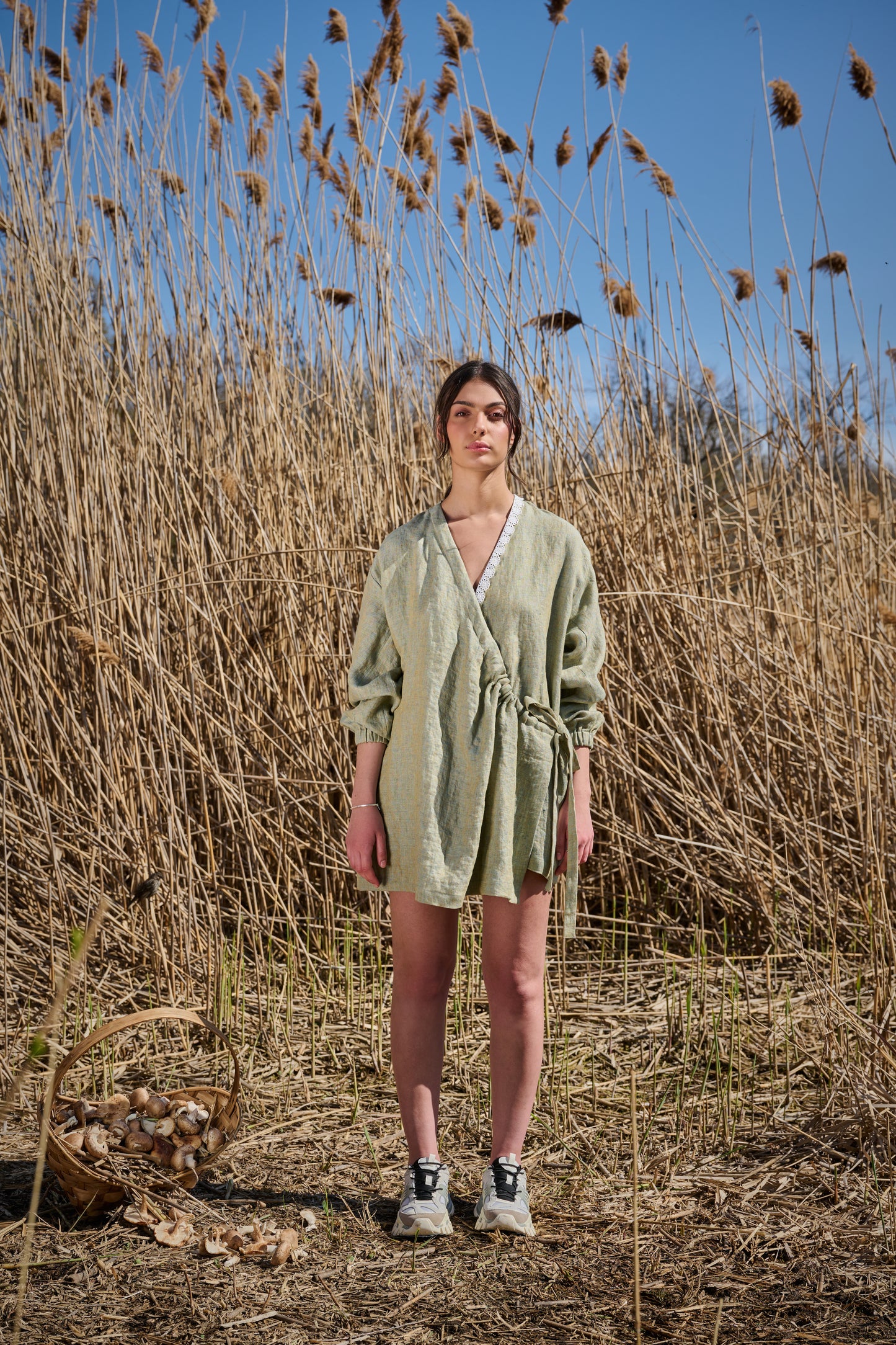 Robe chemise feuillue