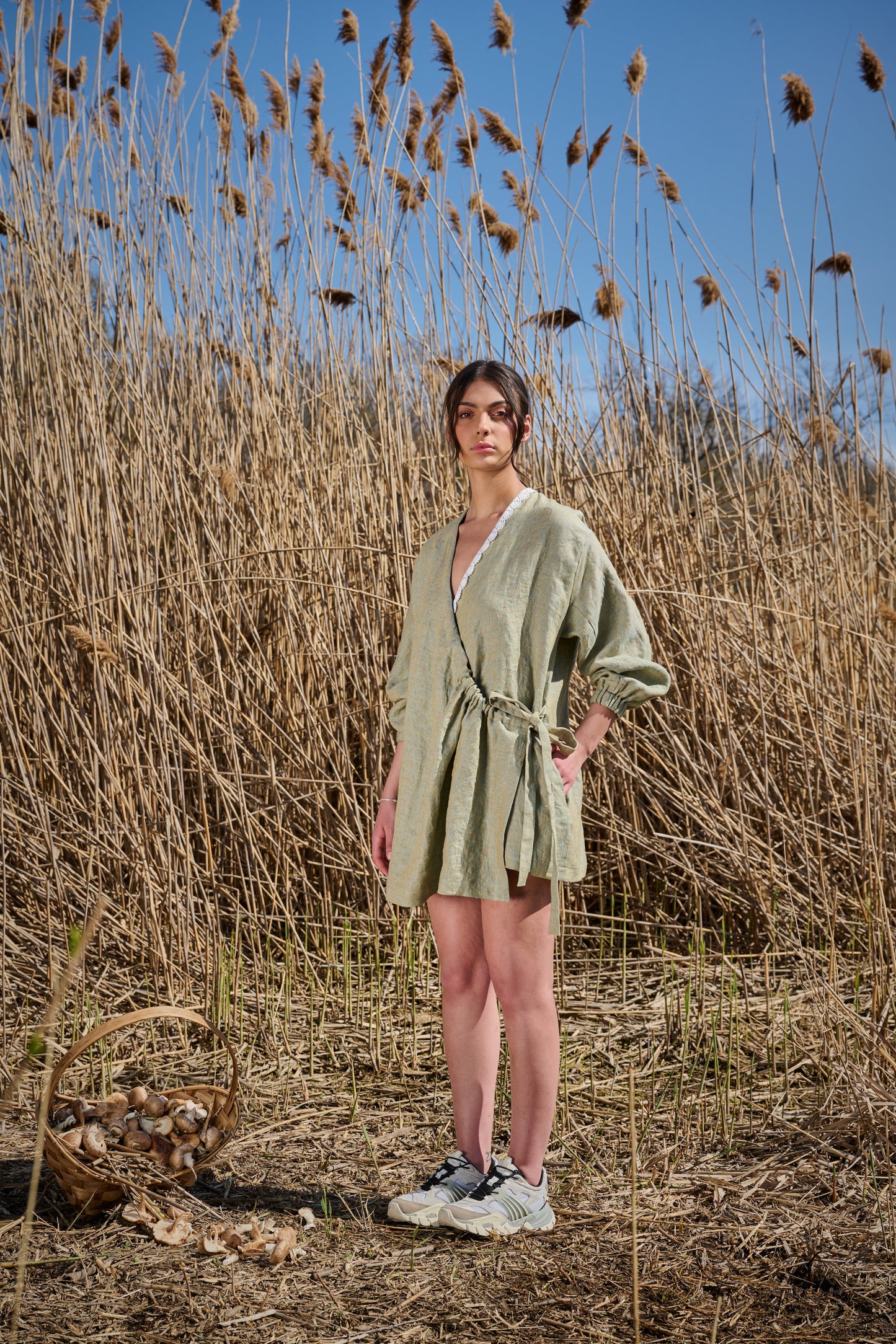 Robe chemise feuillue