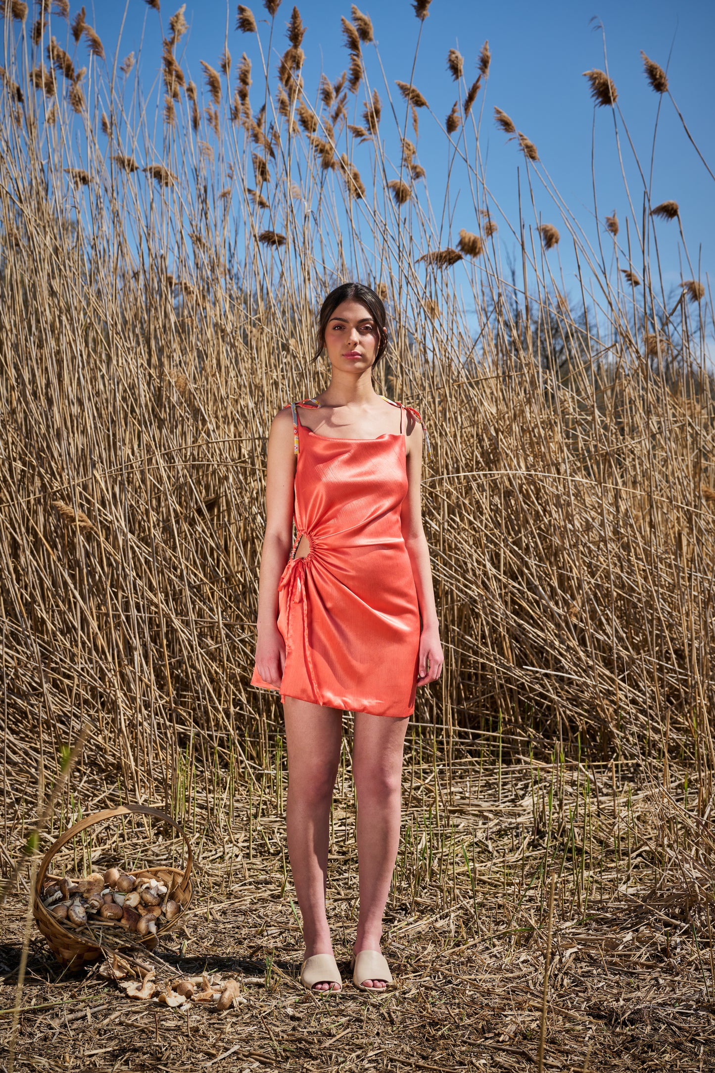 Robe courte réversible en soie
