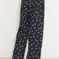 Coastline Pants in Petit Surfer French cotton seersucker black print back view with relaxed wide-leg fit and elastic waist, made in Canada