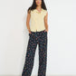 Coastline Pants Petit Surfer print styled with Reverie Vest showing relaxed summer outfit in French cotton seersucker made in Canada