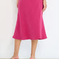 Coastline Bias Skirt Magenta European flax linen bias cut midi skirt with elastic waistband made in Canada