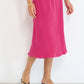 Coastline Bias Skirt Magenta European flax linen bias cut midi skirt with elastic waistband made in Canada