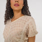 Delicia Top beige linen semi sheer gathered bodice detail made in Canada
