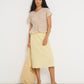 Delicia Top beige linen semi sheer gathered summer top made in Canada styled with Coastline skirt