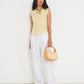 Coastline Pants in ivory linen with relaxed straight-leg silhouette, lightweight summer pants made in Canada