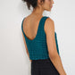 Reef Reversible Top deep teal linen viscose seersucker reversible top made in Canada