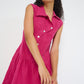 Reverie Dress Magenta European flax linen drop waist summer dress front view made in Canada