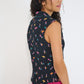 Reverie Vest Petit Surfer French cotton seersucker back view showing tailored fit made in Canada
