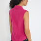 Reverie Vest Magenta European flax linen back view showing natural drape made in Canada