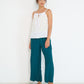 Stellaire Camisole in white linen with ivory lace panel and adjustable straps, lightweight summer top made in Canada