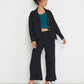 Voyage Jacket in black linen viscose seersucker full look made in Canada by dorsaLi