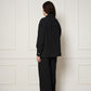 Voyage Jacket in black linen viscose seersucker back view made in Canada by dorsaLi