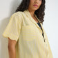 Voyage Shirt in sunbeam stripe Japanese cotton with front pocket detail and relaxed fit, made in Canada
