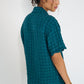 Voyage Shirt deep teal seersucker back view – relaxed summer shirt made in Canada with lightweight breathable fabric