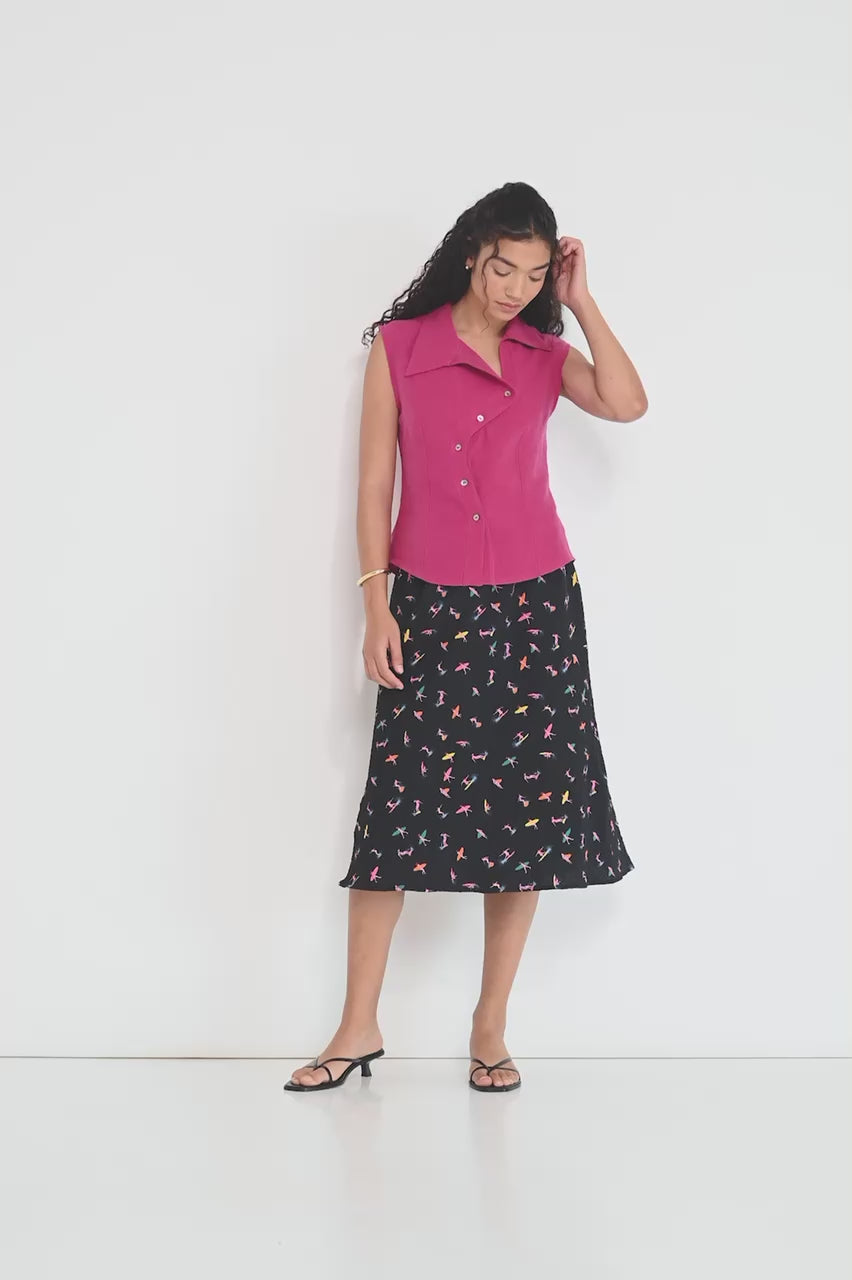 Reverie Vest – Magenta Linen European Flax | Made in Canada