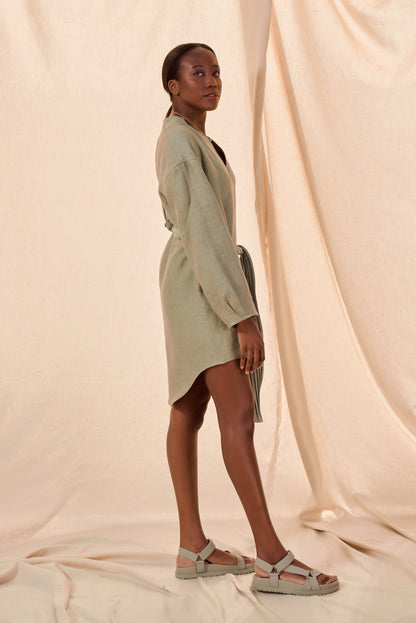 Robe chemise en lin "Sauge"
