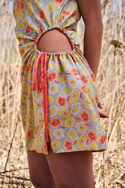 Robe courte réversible en soie