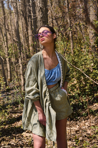 Robe chemise feuillue
